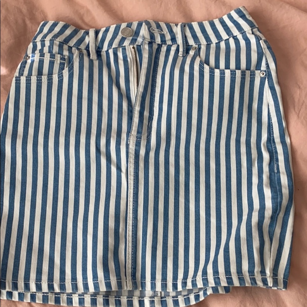 Jeans white and blue stripes skirt